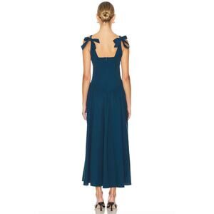 Peixoto Marine Teal Harlow Maxi Dress Cotton Drop Waist Square Neck M Medium